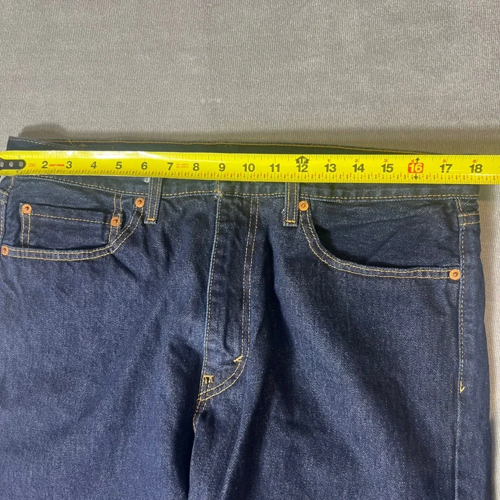 Levis 505 Regular Fit Jeans Mens 36x29 Dark Indigo Blue Straight Leg